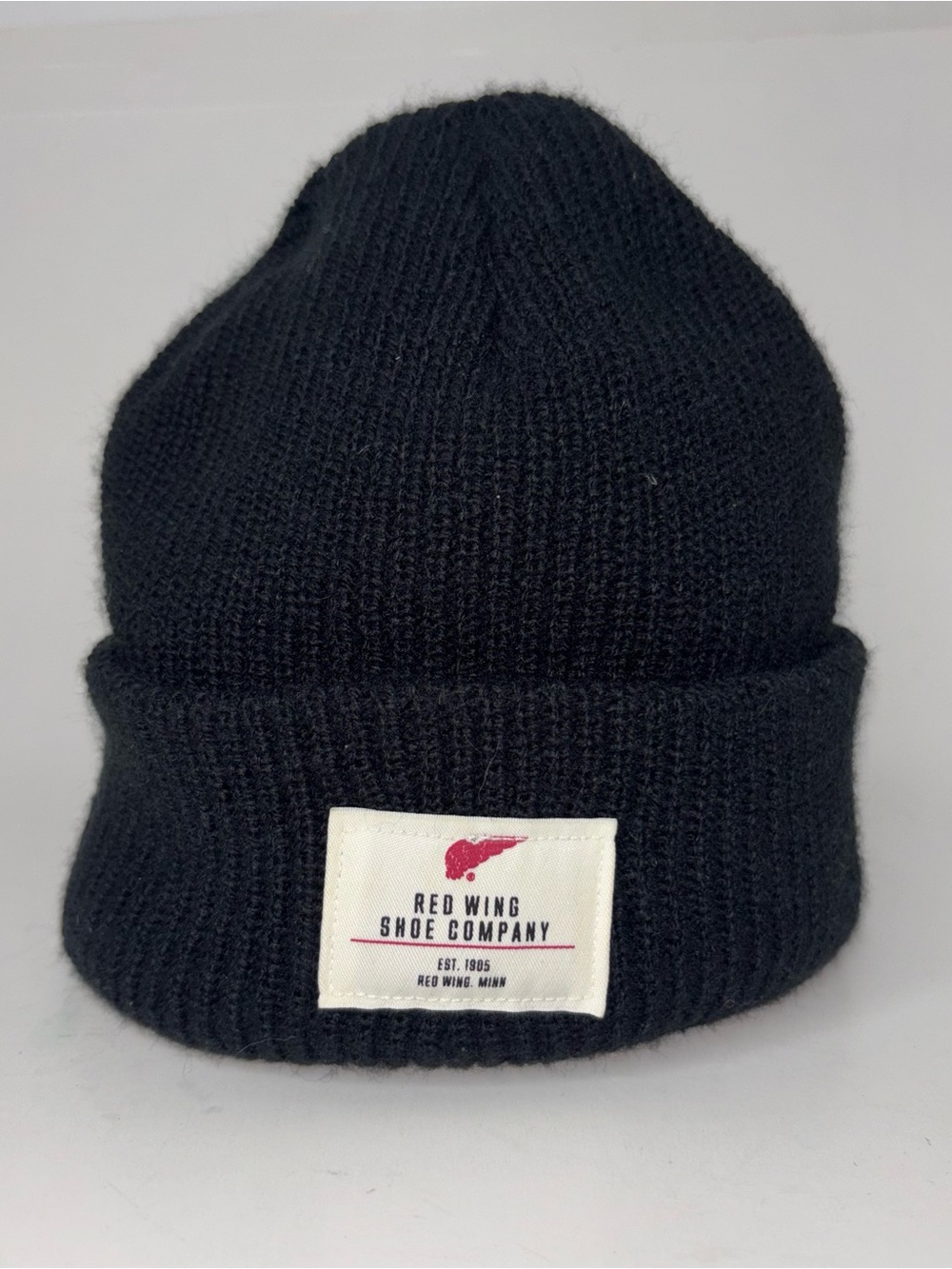 Red Wing Shoes Knit Beanie Hat Black One Size USA Acrylic